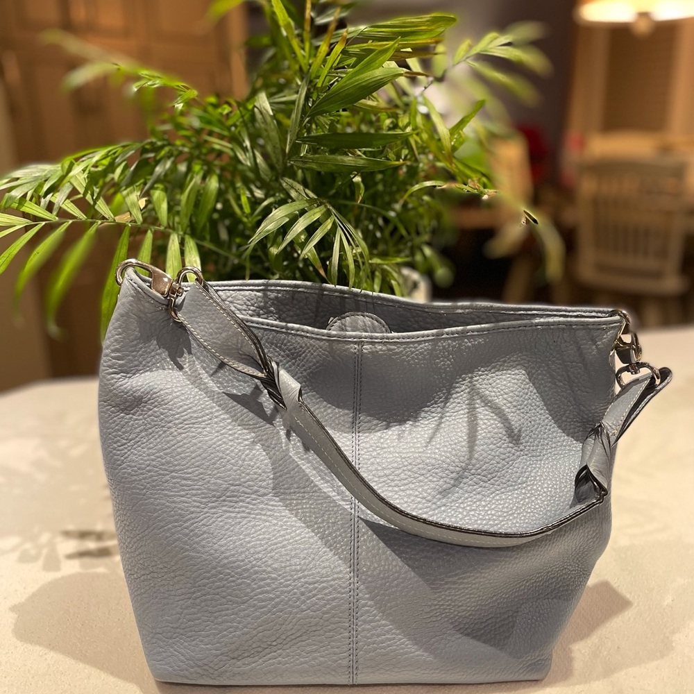 Blue leather purse